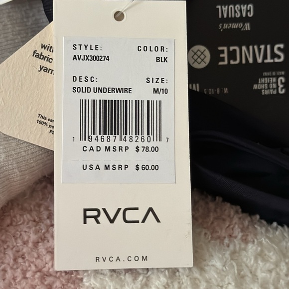 RVCA WOMEN’S BATHING SUIT TOP SOLID UNDERWIRE BIKINI TOP WITH ADJUSTABLE STRAPS - Picture 6 of 6